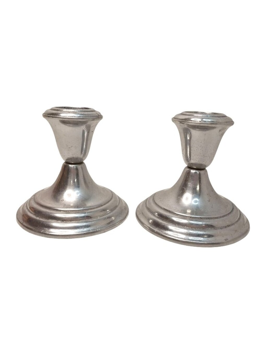 Vintage Pewter 3" Candlestick Holders Set Of 2
